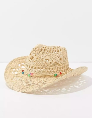 Chapeaux American Eagle AE Paper Straw Cowboy Blanche Femme | QDO-54176824